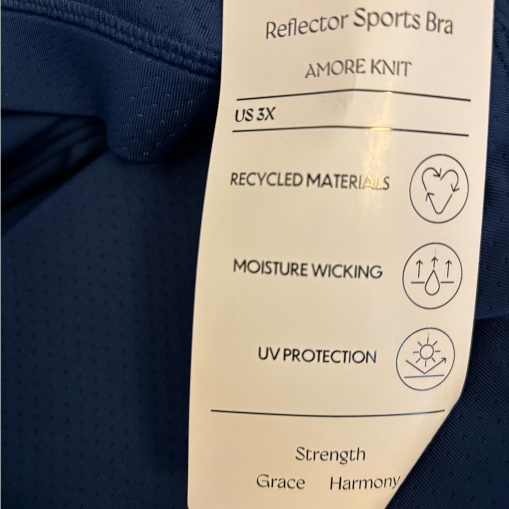 Isabella Amore Womens Sport Bra Blue Moisture Wicking UV Protection Size 3X NWT - Picture 6 of 6